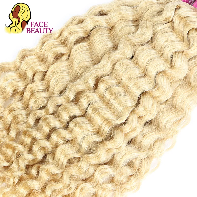Facebeauty Malaysian Hair Extension Remy Curly 1/3/4 Bundles 12-28 Inch 1B 613 Two Tone Ombre Blonde Colored Weave | Шиньоны и парики