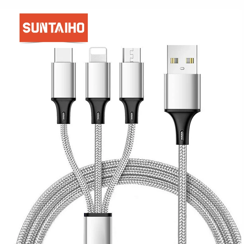 Micro USB кабель Suntaiho C Type 3в1 Для xiaomi redmi note7 для iPhone Samsung huawei быстрой зарядки|Кабели