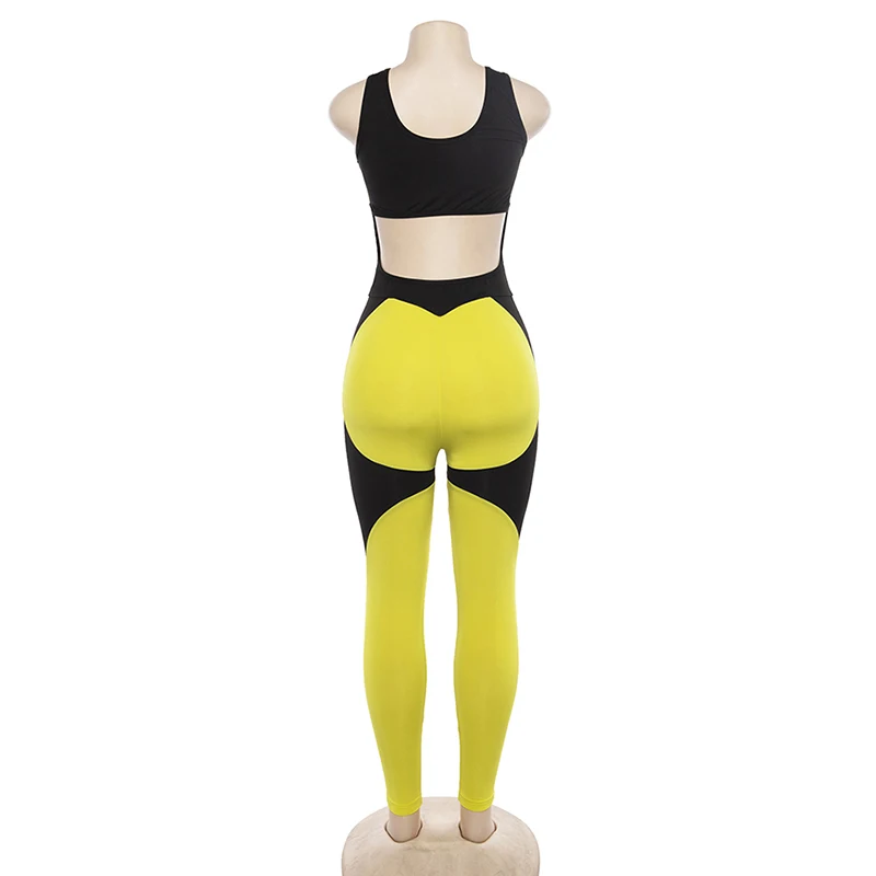 

2019 Fitness Clothing Women's One-pieces Sports Suit Set Workout Gym Fitness Jumpsuit Pants Sexy Yoga Set Bandage Gym Bodysuit