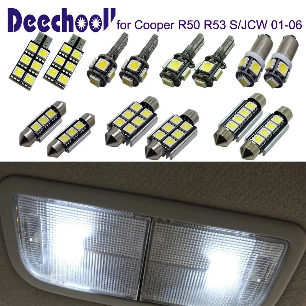 Deechooll 15 шт. Автомобильный светодиодный светильник для MINI Cooper R50 R53 S/JCW 01 06 белый