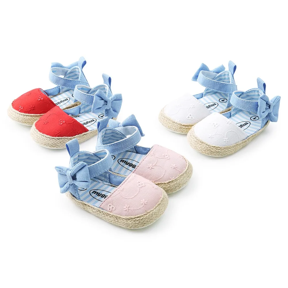 

2018 Baby Princess Girls Shoes First Walkers Cowboy blue bow Bebe Ballet Dress Walking Shoe Soft Soled Baby Shoes