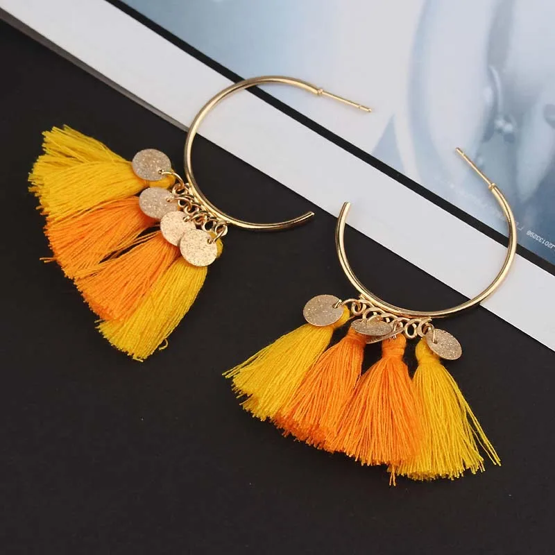 Модные богемные круглые серьги для женщин этнические в Корейском стиле кольцо с