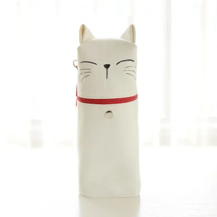 White Креативная Сумка-карандаш Kawaii, тканевая сумка Cat Emotion, новинка, сумка на молнии, чехол-карандаш, стационарный для школы - Цвет: White