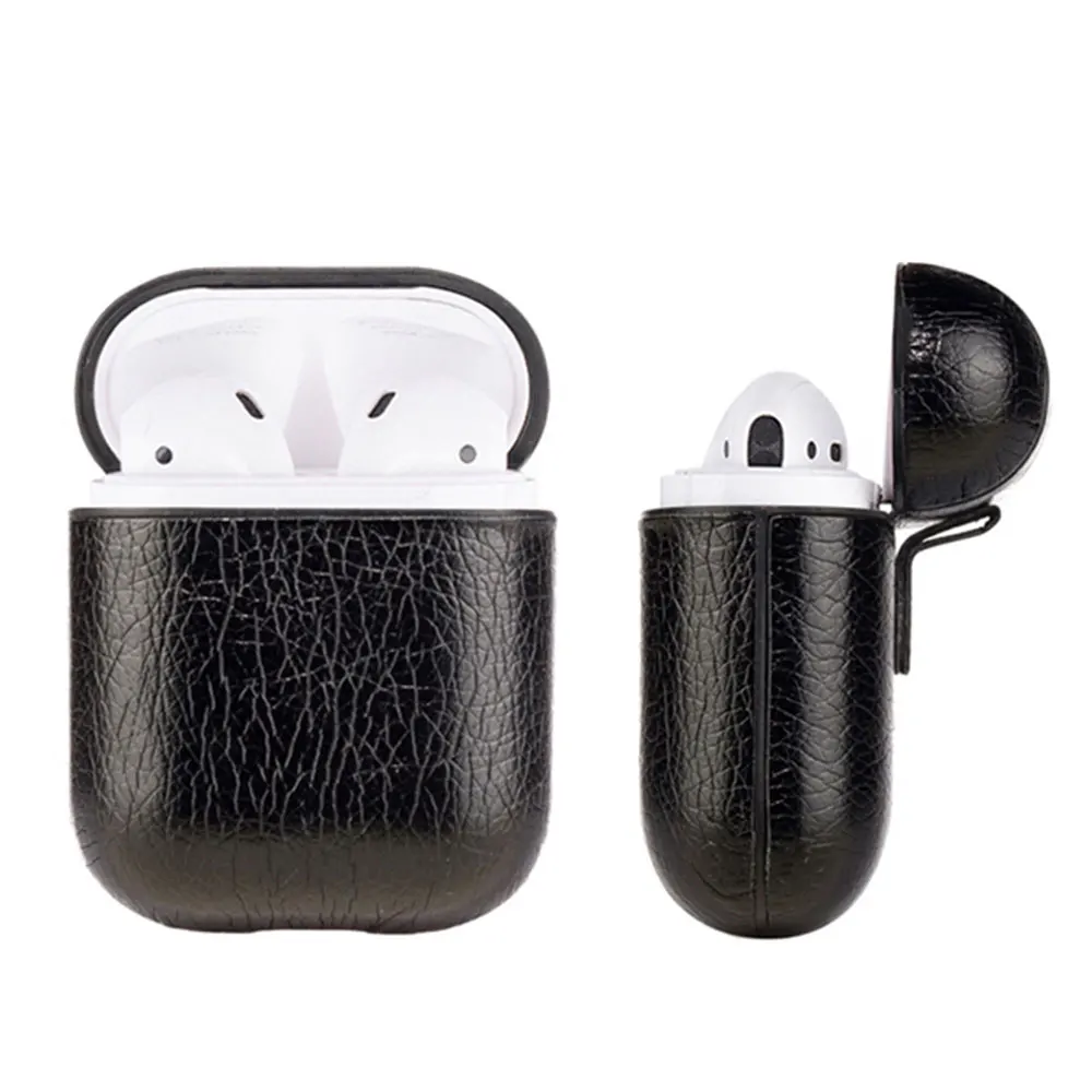Чехол для наушников Apple airpods ремешок из натуральной кожи с кнопками ударопрочный