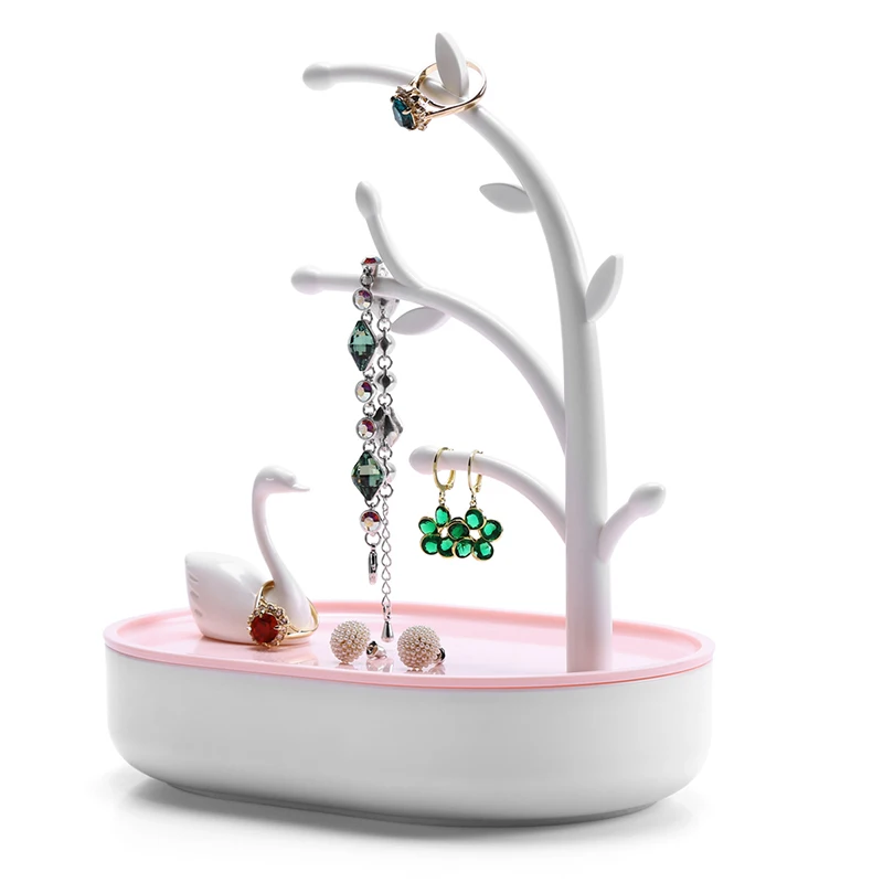 anfei swan lake earring jewelry display organizer white pink plastic ring bracelet tree A190 | Украшения и аксессуары