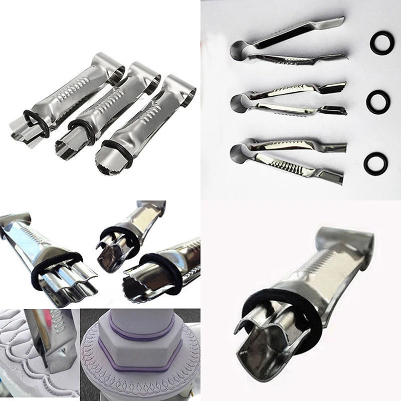 

2022 Hot Sale 3 Pieces / Set Stainless Steel Cake Clip Crimping Pliers Embossing Mold DIY Fondant Cake Clip Lace Mold