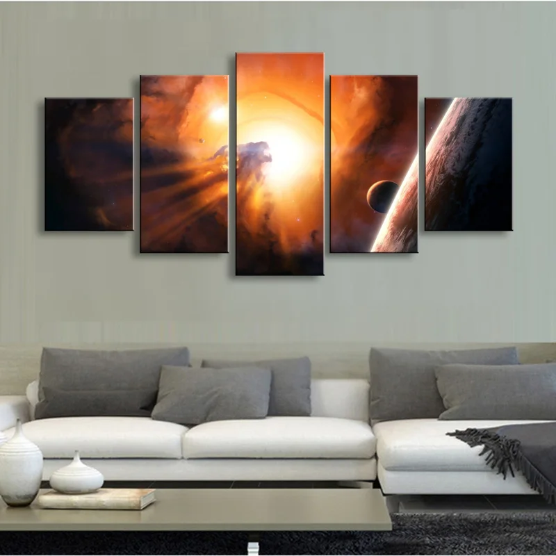 5 pieces high-definition print Nebula canvas oil painting poster and wall art living room picture XY-018 | Дом и сад