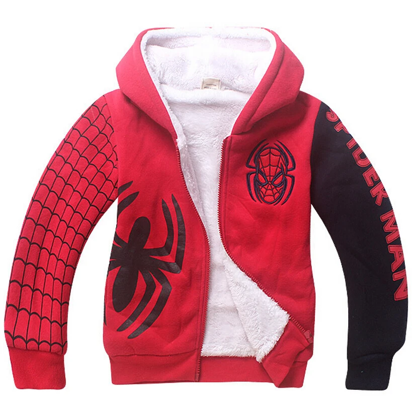 Лидер продаж Детские утепленные толстовки с человеком-пауком флисовые капюшоном