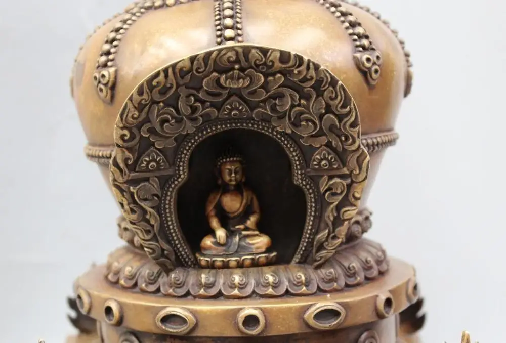 Бесплатная доставка 21 &quotТибетский буддизм бронзовый бог-защитник Будда