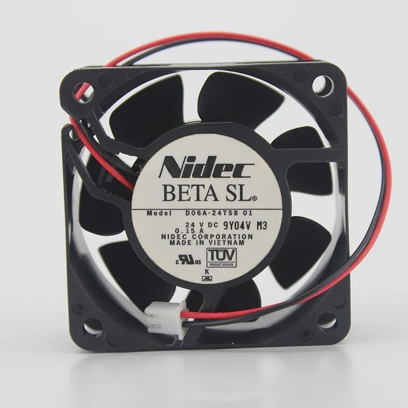 

Original Nidec D06A-24TS8 01 DC 24V 0.15A 60*60*25MM 6CM 2 Wire Inverter Cooling Fan