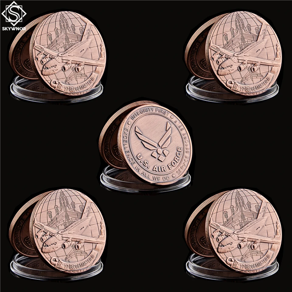 

5PCS USA Military Air Force Boeing C-17 Globemaster II Copper Token Challenge Coin Collectibles