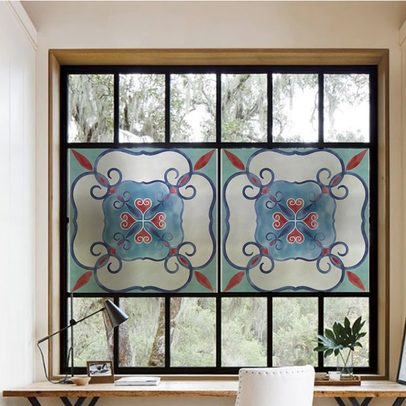 

window film European multicolor Retro Static film Church customized wardrobe door glass color film frosted