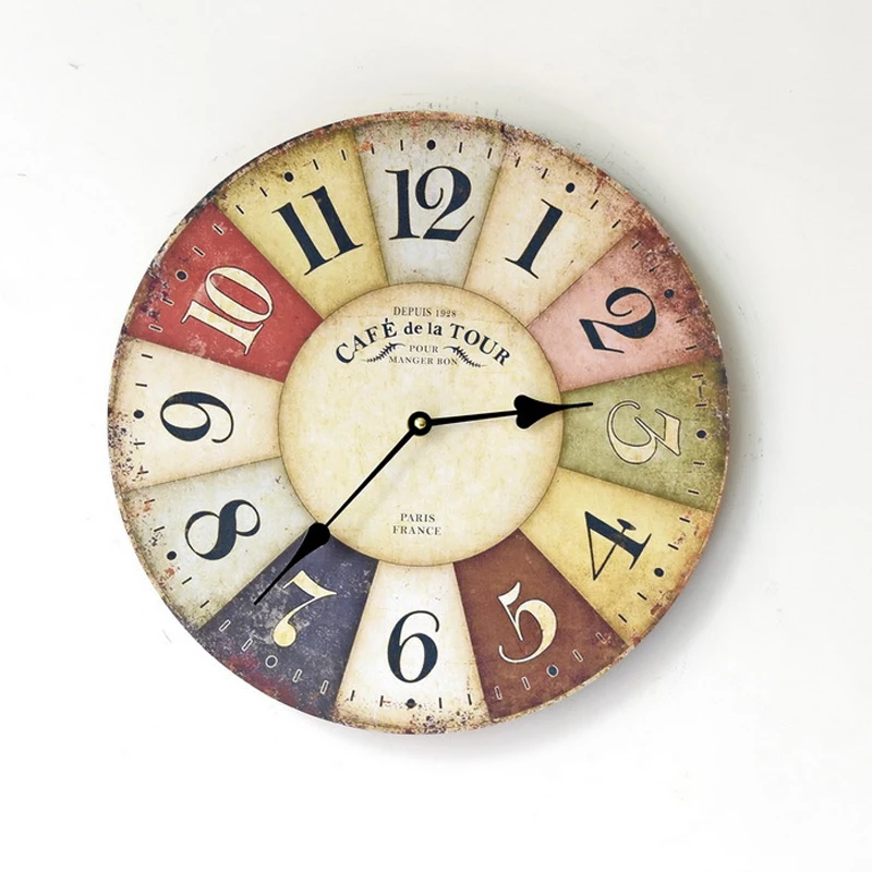 1 ШТ. Старинные Деревянные Настенные Часы Современный Дизайн Деревенском Стиле