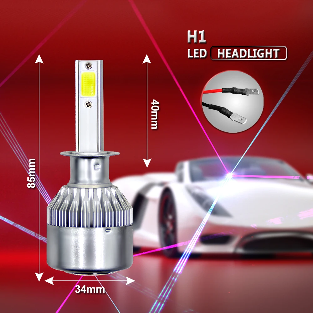 2 шт. C6 H1 светодиодная лампа супер яркая Автомобильная фара 2X 36 Вт 7600LM 6000K 3000K