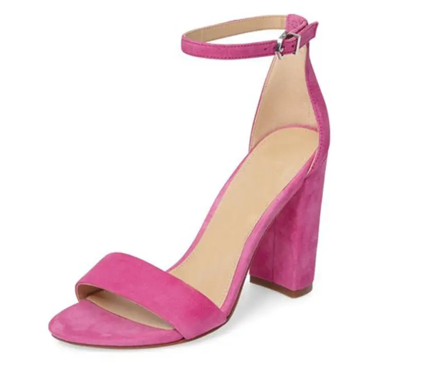 Hot Pink LOVIRS/женские босоножки на высоком массивном каблуке с открытым носком и закрытой пяткой; Модные Классические босоножки с ремешком на щиколотке для отдыха; модельные туфли - Цвет: Hot Pink