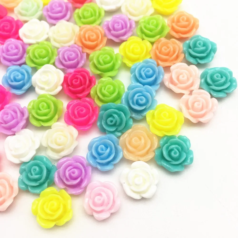 

100pcs 10mm Mixed Resin Roses Flowers Embellishments For Cardmaking Scrapbooking DIY Crafts Flatbacks Cabochons Decorations