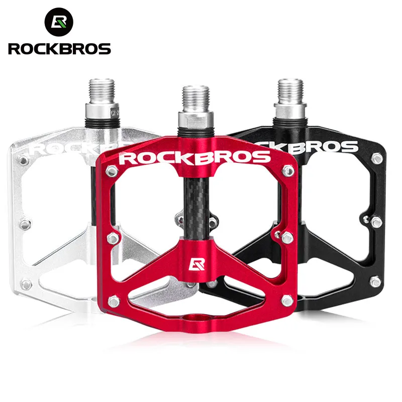 

ROCKBROS Aluminum Alloy MTB Bike Bicycle Pedals Sealed DU Bearing Cycling Flat Pedals Hollow Ultralight Non-slip Cleat Bike Part