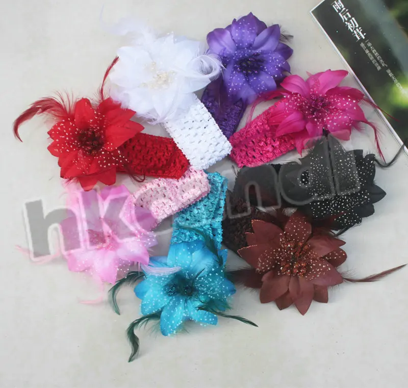 

6Pcs Lots Headwear Hair band accessories Dance headdress head flower feather games Flowers Headbands kids girls gifts