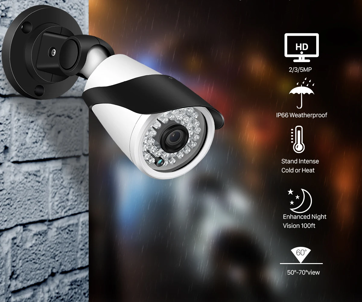 Anbiux 5.0MP 4 канала система Скрытого видеонаблюдения Системы 2 шт. 1080P 5.0MP металлическая уличная IP Камера 4CH 5MP POE NVR CCTV DVR Kit HDMI P2P и уведомление по электронной почте xmeye