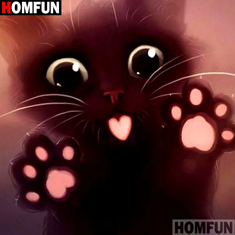 Картина из страз HOMFUN с изображением мультяшного кота алмазная 5D картина для