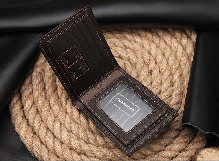 Новый мужской кошелек в три сложения Многофункциональный Черный Коричневый