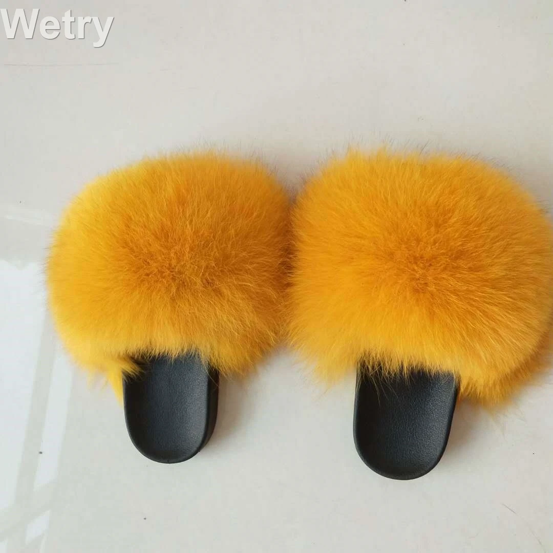fox fur slippers Тапочки с лисьим мехом; Милые Пляжные шлепанцы с мехом; размеры 36-45 - Цвет: fox fur slippers