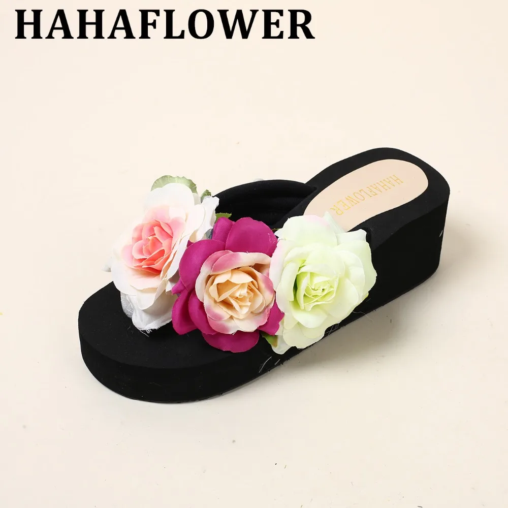 

HAHAFLOWER Woman Summer 2017 Beach Sandals String Bead EVA Shoes Women Non-Slide Breathable Platform Wedges Beach Cool Ladies