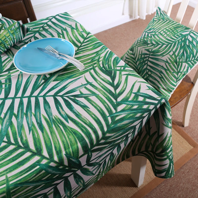 Зеленая Классическая скатерть с тропическими растениями из Юго-Восточной Азии 334