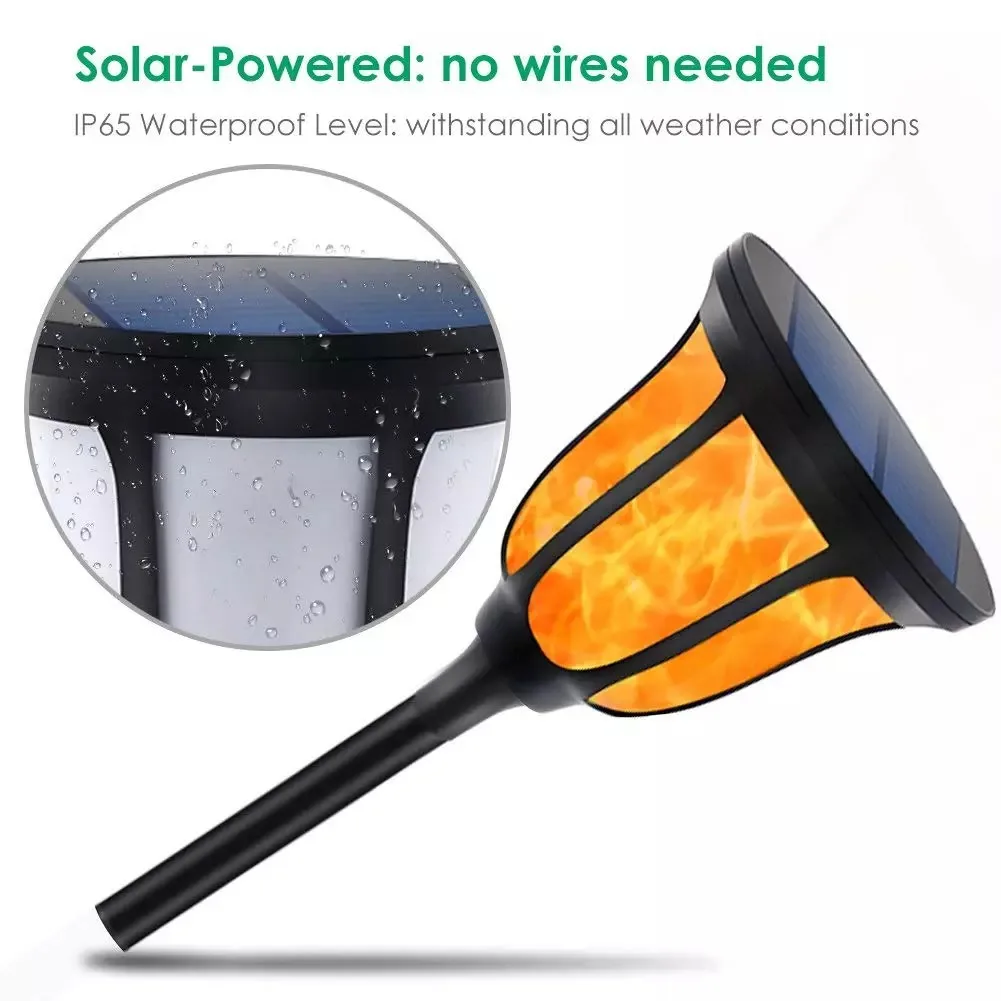 1/2/4pcs Waterproof IP65 96 LED Solar Dancing Flame Lamp Night Light Ground Stake/Base/Wall for Garden Courtyard Stairs New | Лампы и