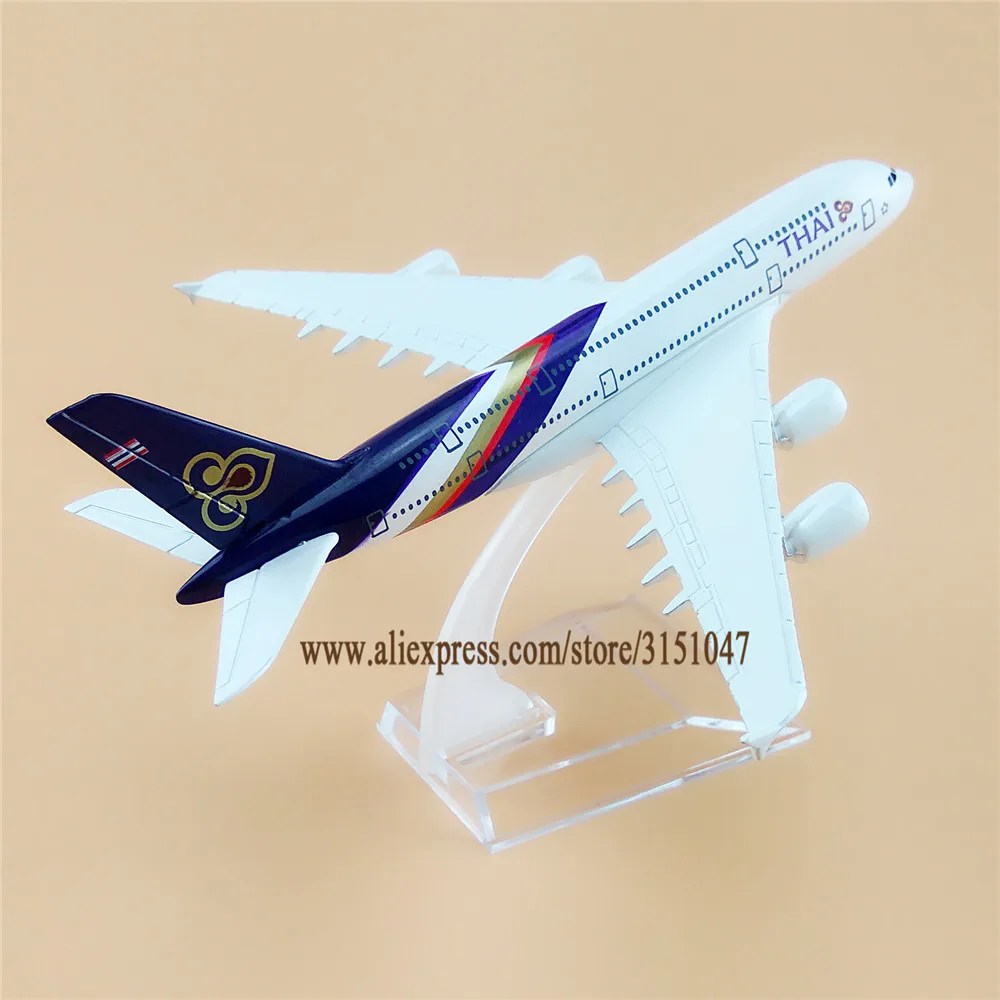 16 см сплав металла Air Thai A380 Airlines Airbus 380 Airways модель самолета Модель W подставка