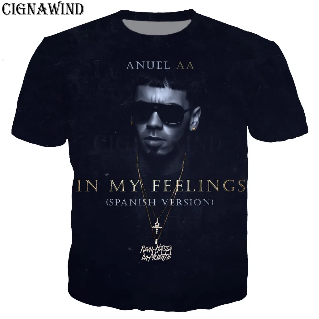 07 Модная классная черная свободная футболка ANUEL AA для мужчин/женщин футболки с 3D-принтом короткий рукав Харадзюку стиль футболка уличная топы - Цвет: 07