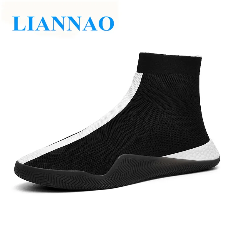 Fashion High Top Casual Shoes For Men Breathable Flats Sneakers Elasticity Sock Walking Footwear tenis masculino | Обувь
