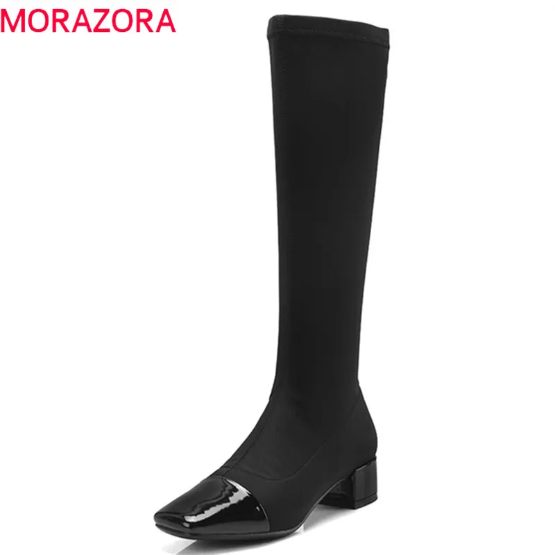 MORAZORA/2019 горячая распродажа сапоги до середины икры женские из лакированной кожи