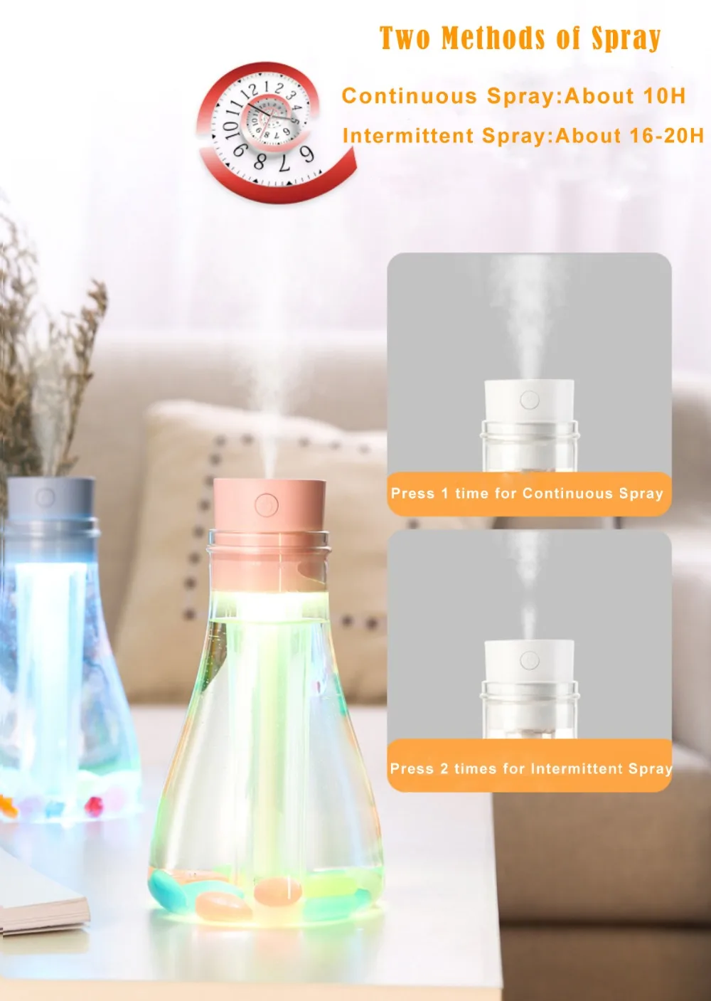 Светодиодный увлажнитель воздуха Wish Bottle Promise 500 мл ультразвуковой диффузор