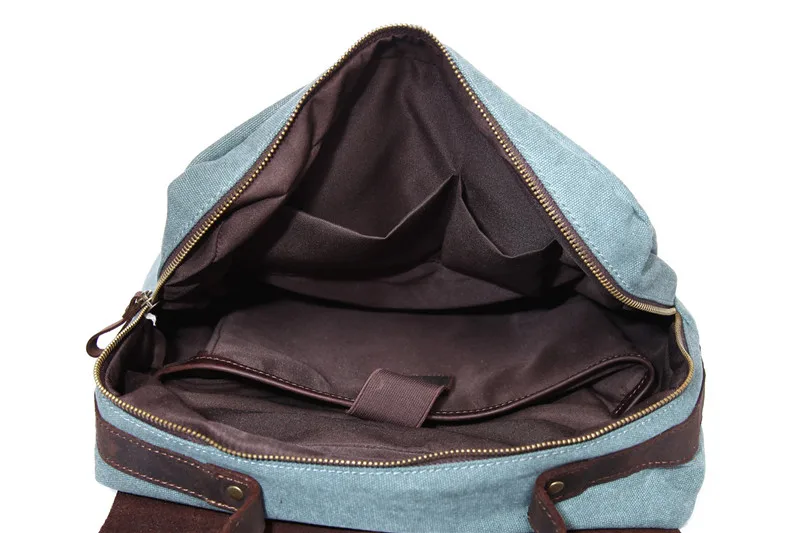

Nesitu Vintage Grey Red Blue Khaki Green Canvas Women Men's Backpack 14'' Laptop Crazy Horse Leather Man Travel Bags M1820
