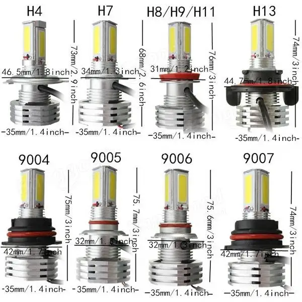Пара H4 HB2 9003 Hi/короче спереди и длиннее сзади) светодиодный головной светильник