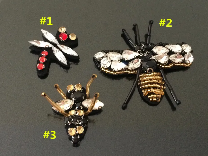 5 шт./лот Аппликация из бисера пчелы стрекоза кружевная нашивка вышитая винтажная