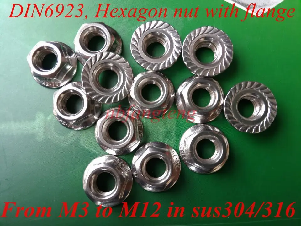 100 шт./лот DIN6923 M5 din6923 гайки шестигранные с фланцем высокое качество! FFactory прямые
