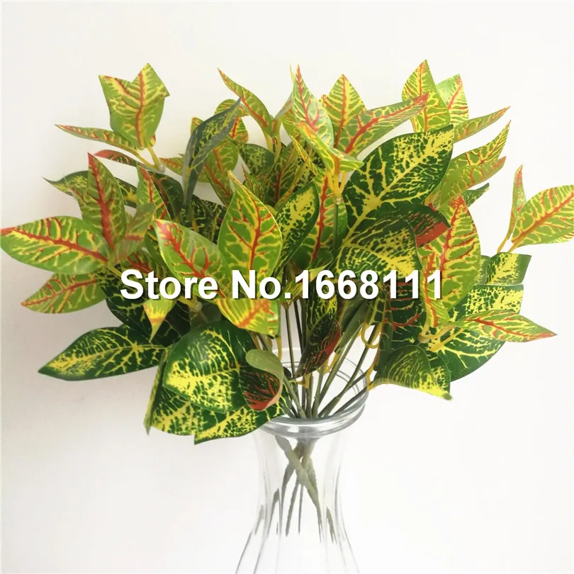 10 шт. искусственные пестрые листья кротон растение пластик зелень для дома