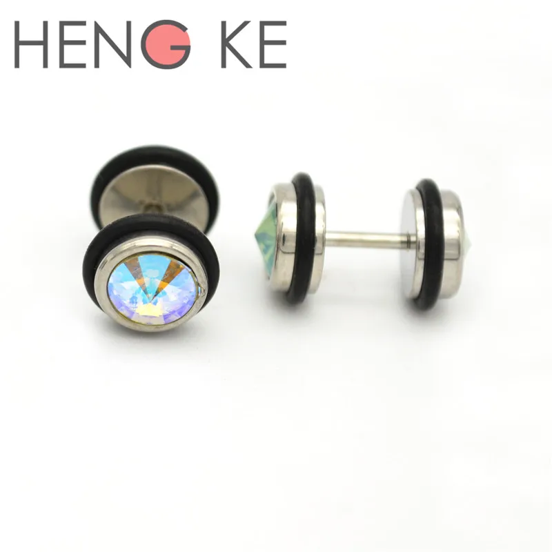 Серьги гвоздики с имитацией опала 8 мм|imitation jewelry|mens earrings punkearrings jewelry |