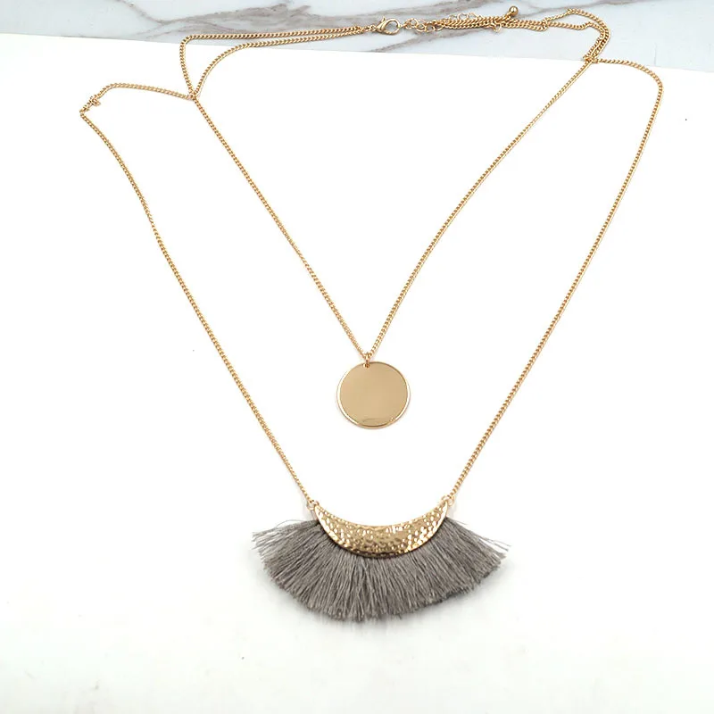 2 шт./компл. богемное длинное ожерелье геометрические круглые золотые подвески