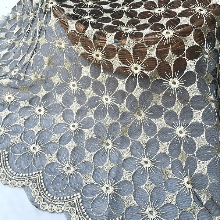 Высококачественная сетчатая кружевная ткань 3D золотые бусины блестки женская