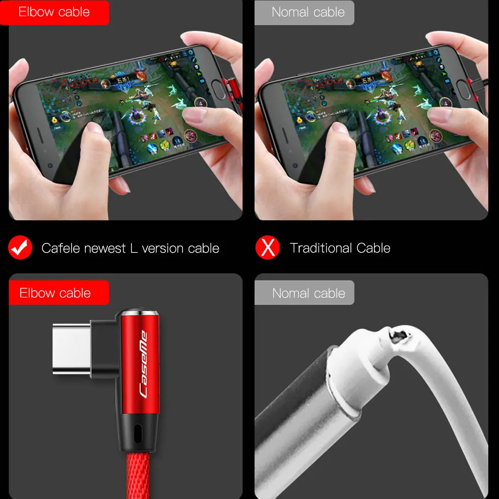 Кабель зарядный CaseMe USB Type C для Huawei Mate 20 pro 90 градусов|Комплекты аксессуаров