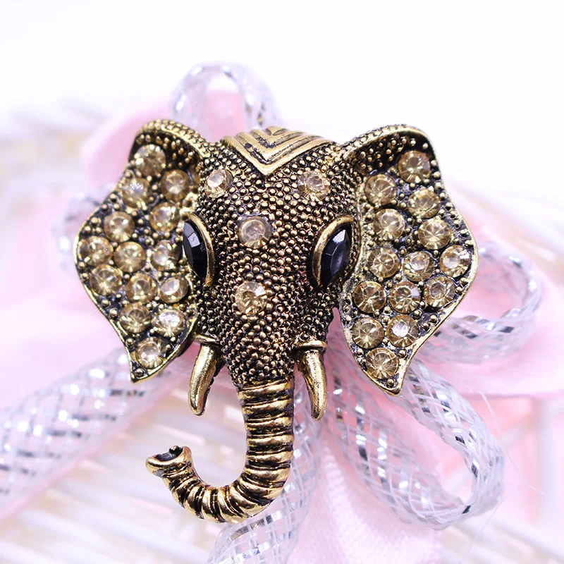 Трендовая брошь со слоном для мужчин Стразы Броши Булавки с животными ювелирные