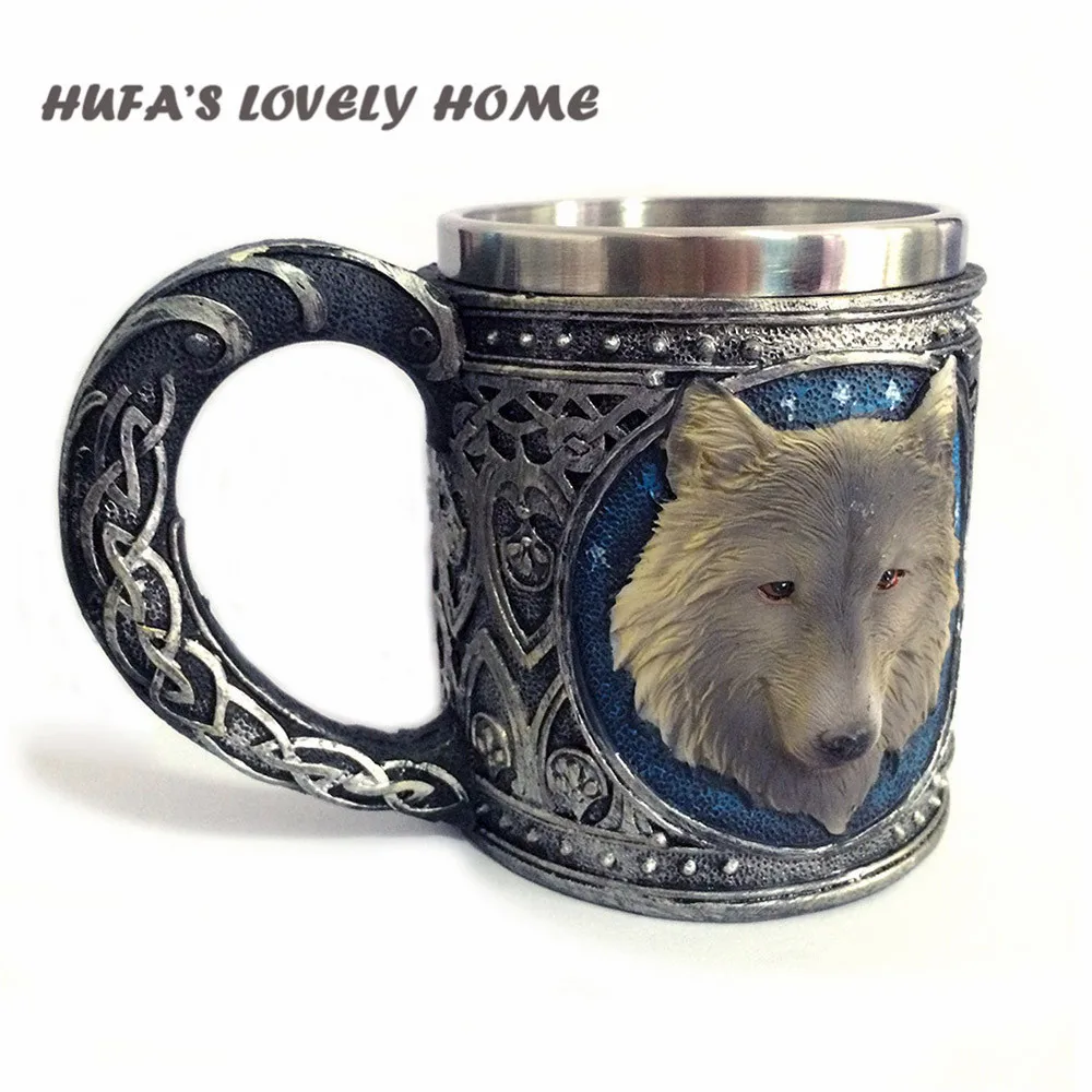 HUFA'S прекрасный дом новое странное Волчья Голова кружка 3D Смола из нержавеющей