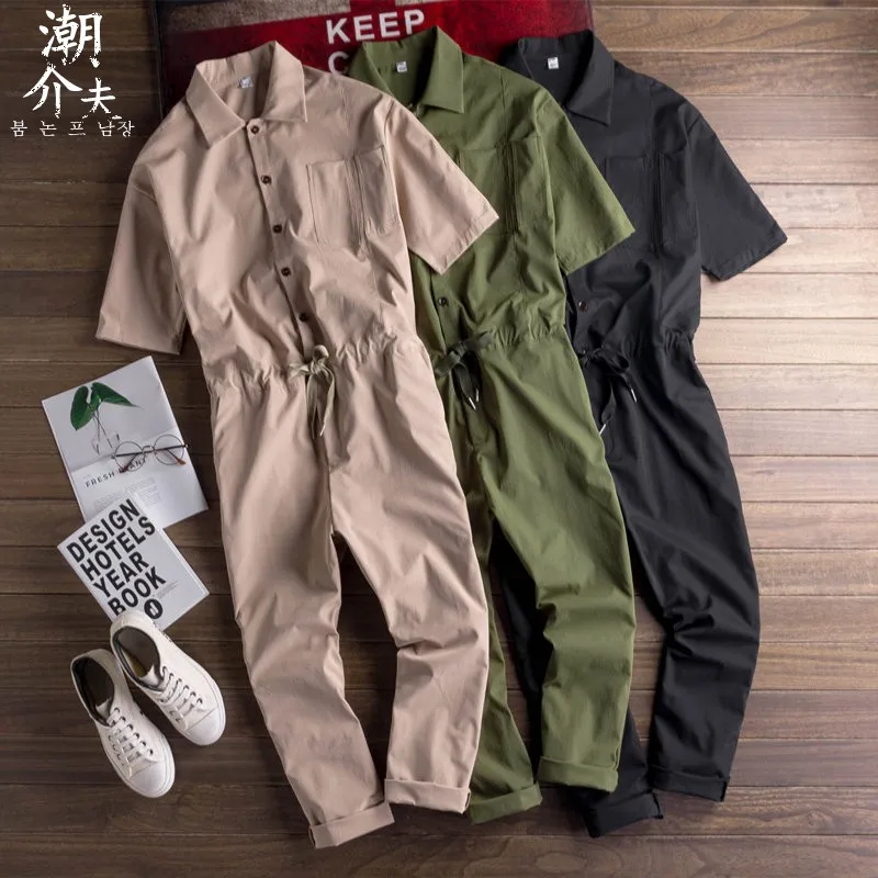 Комбинезон мужской тонкий повседневный Модный комбинезон свободного покроя в