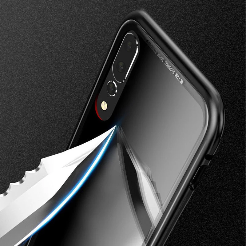 Магнитный металлический чехол для Huawei P20 p20 Pro роскошный из закаленного стекла huawei