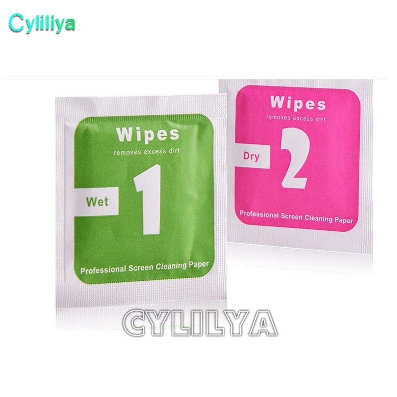 100 пар сухих влажных салфеток Салфетка для очистки экрана из закаленного стекла