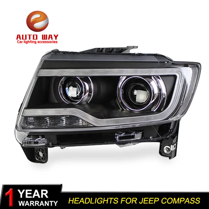 Автомобильный Стильный чехол на голову для Jeep Compass 2011- Jeep Compass светодиодный фонарь DRL Объектив Двойной Луч Биксенон HID