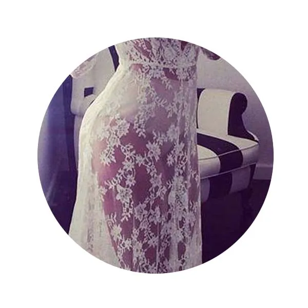 Женское кружевное платье макси в стиле бохо летнее ажурное с длинным рукавом и v